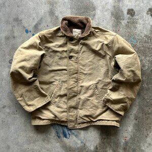 Vintage 70s Military USN N-1 Deck Jacket W/ Alpaca Fur Lining Size L/XL RARE